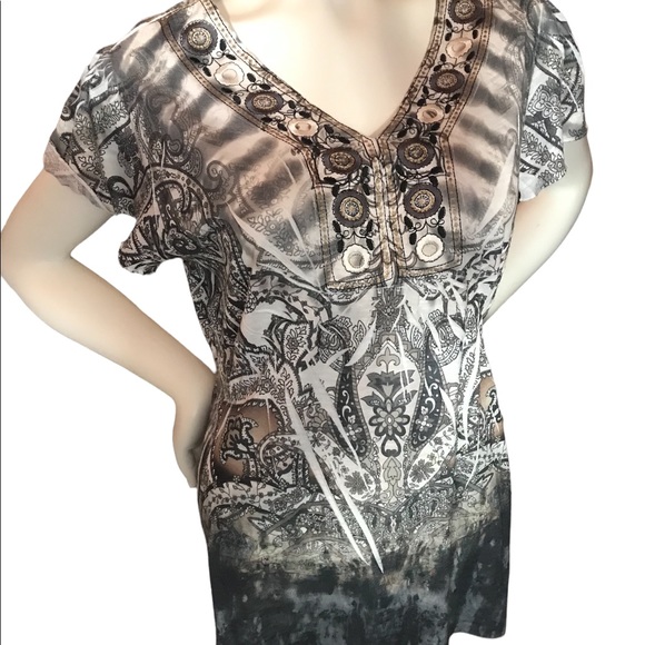 Cato Tops - CATO Embroidered Top SIZE L